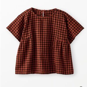 Hanna Andersson Burnt Orange and Black Checkered Kids Tee-size 6-7